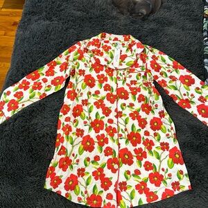 Bed head PJ night gown dress red tulip flower floral cotton medium